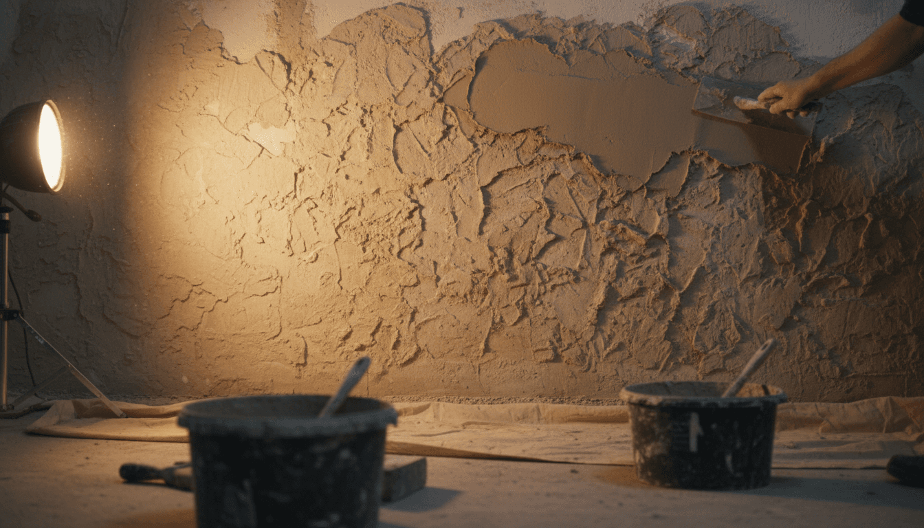 Application d'enduit décoratif sur un mur intérieur