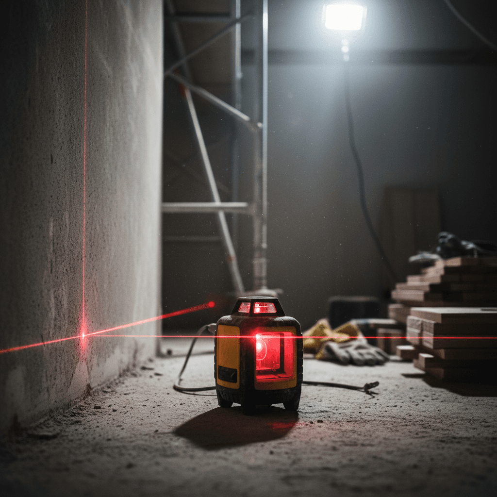 Niveau laser rotatif en action
