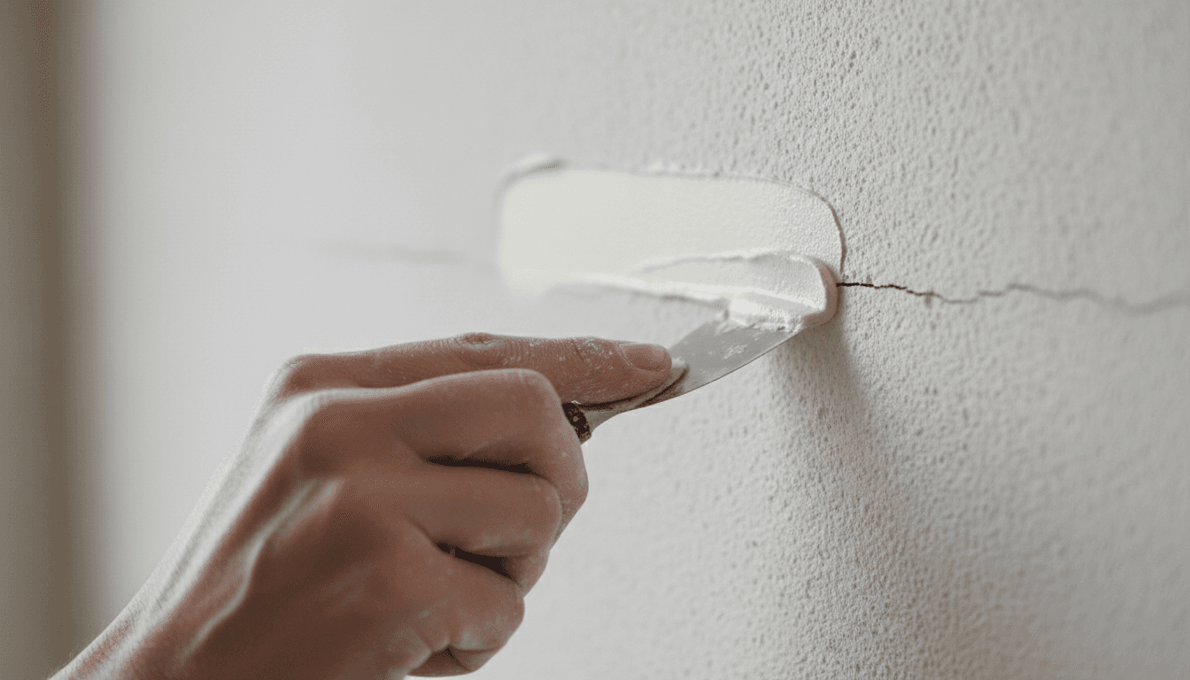 Réparation de fissure sur un mur avant peinture